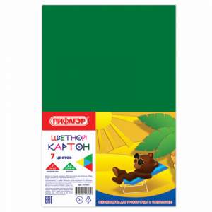 Картон цветной  7л. 7цв. ПИФАГОР/STAFF, 12...